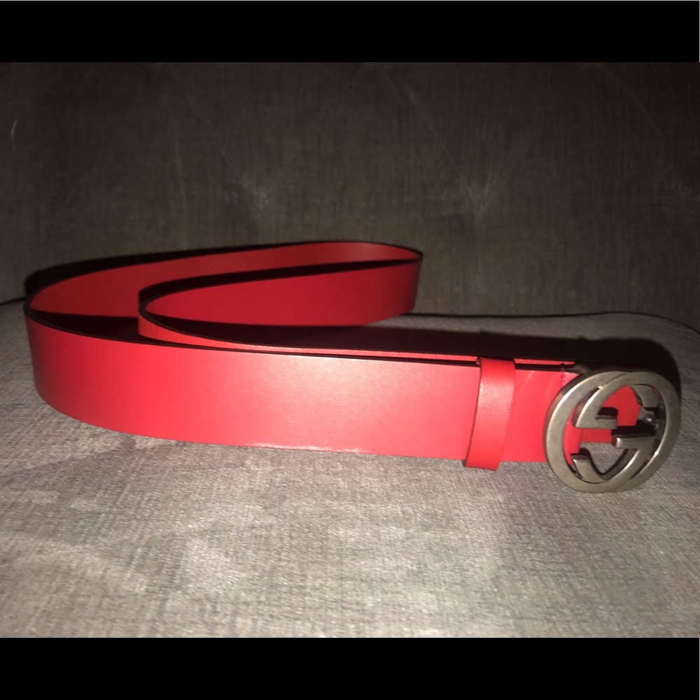 Red Leather Gucci Belt